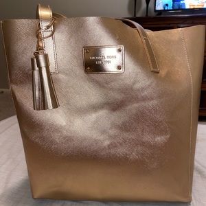 Michael Kors large metallic gold tote bag